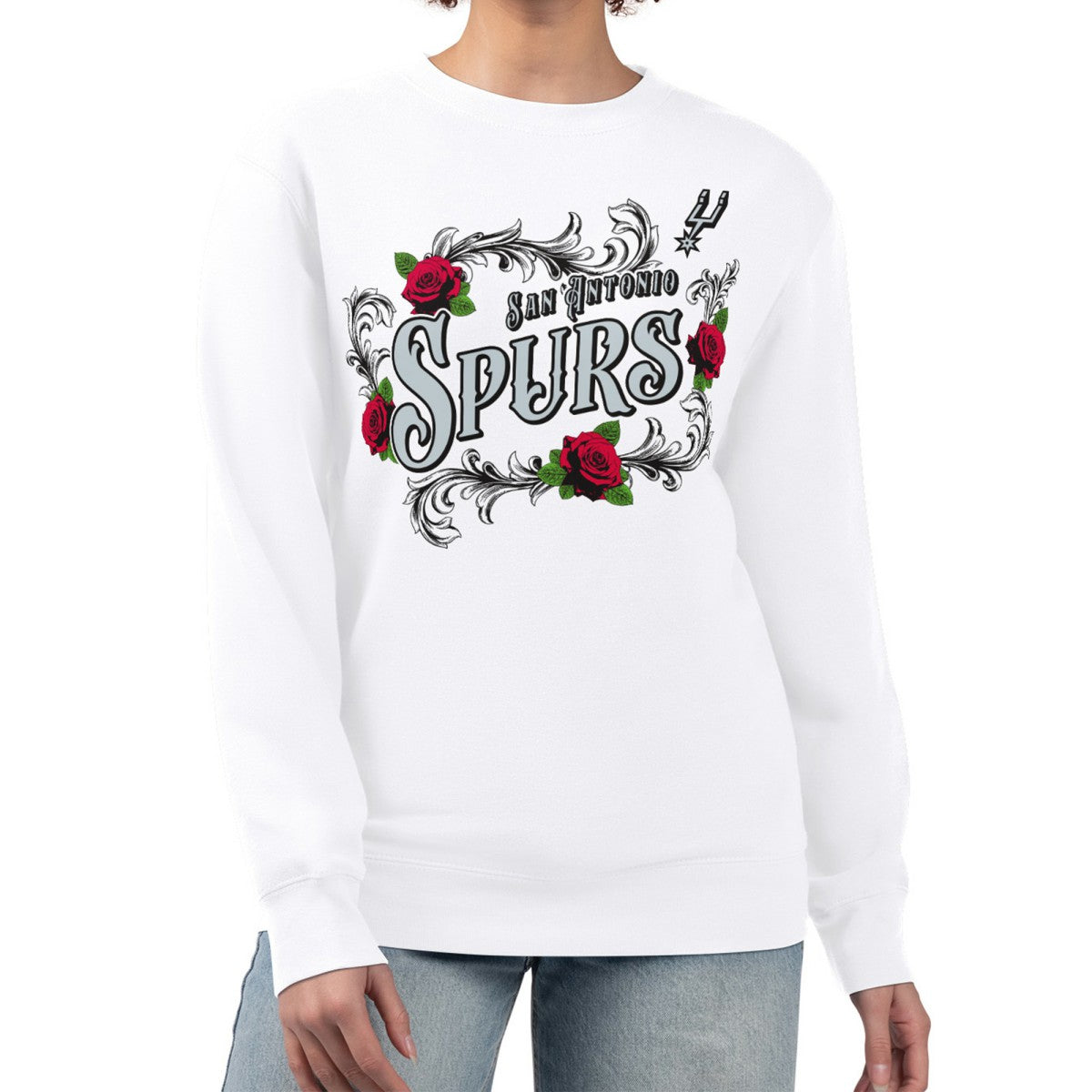 NBA - San Antonio Spurs G-III 4Her by Carl Banks Women's Roses Fleece Tri-Blend Sweatshirt - White