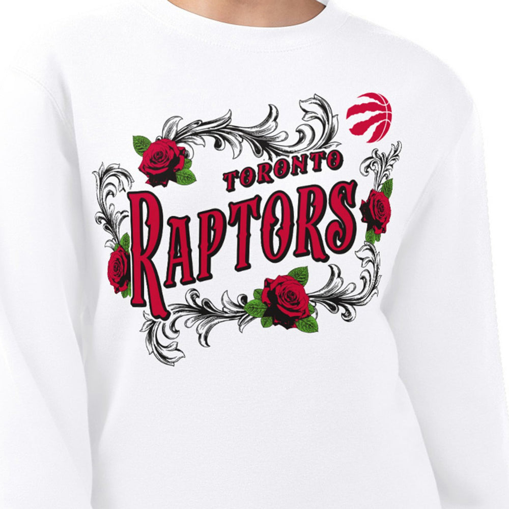 NBA - Toronto Raptors G-III 4Her by Carl Banks Women's Roses Fleece Tri-Blend Sweatshirt - White