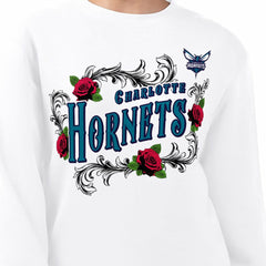NBA - Charlotte Hornets G-III 4Her by Carl Banks Women's Roses Fleece Tri-Blend Sweatshirt - White