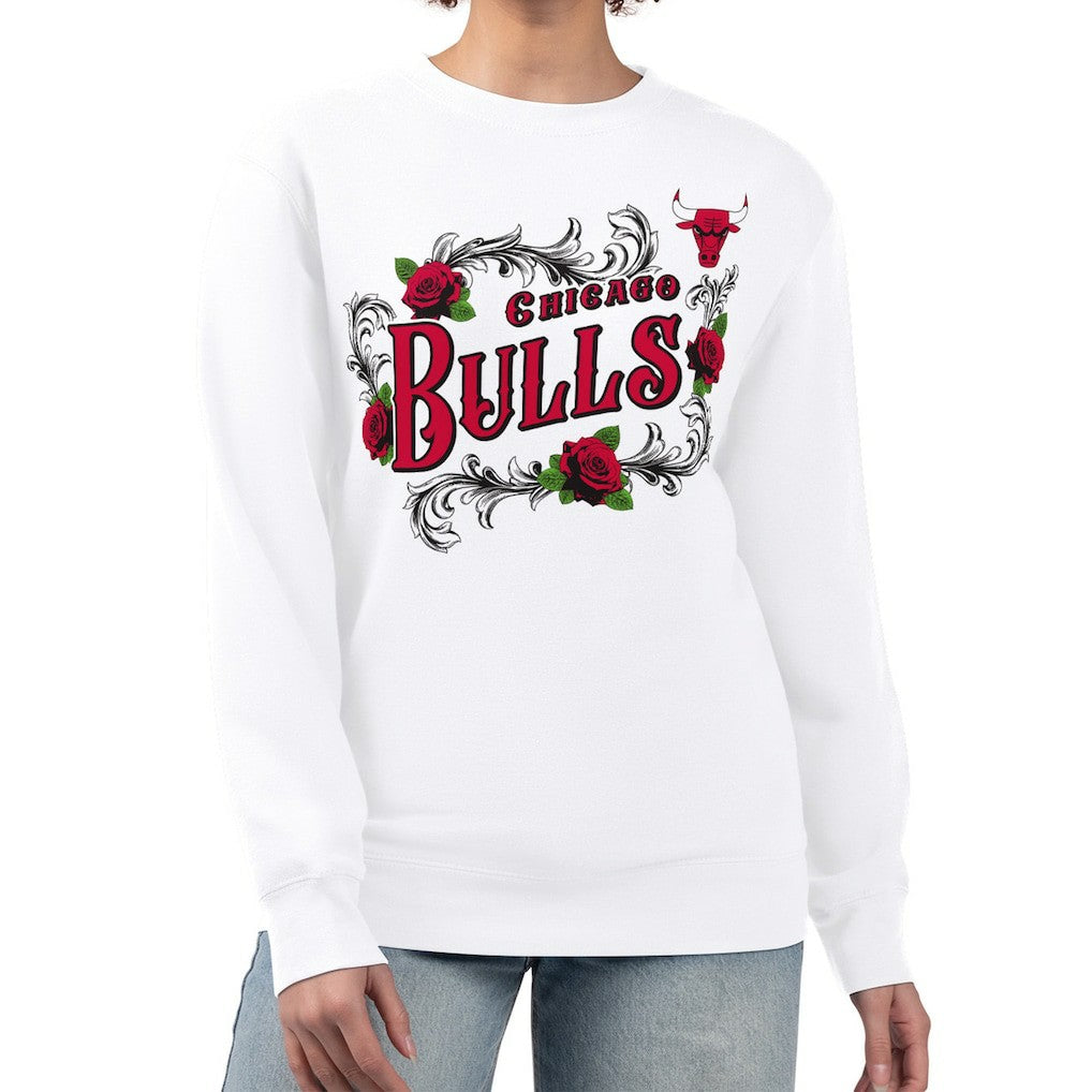 NBA - Chicago Bulls G-III 4Her by Carl Banks Women's Roses Fleece Tri-Blend Sweatshirt - White