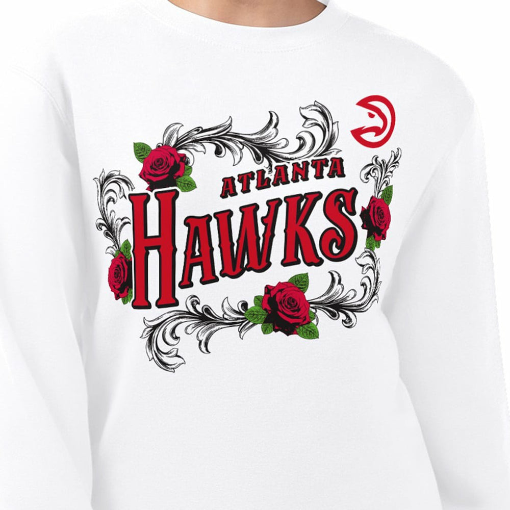 NBA - Atlanta Hawks G-III 4Her by Carl Banks Women's Roses Fleece Tri-Blend Sweatshirt - White