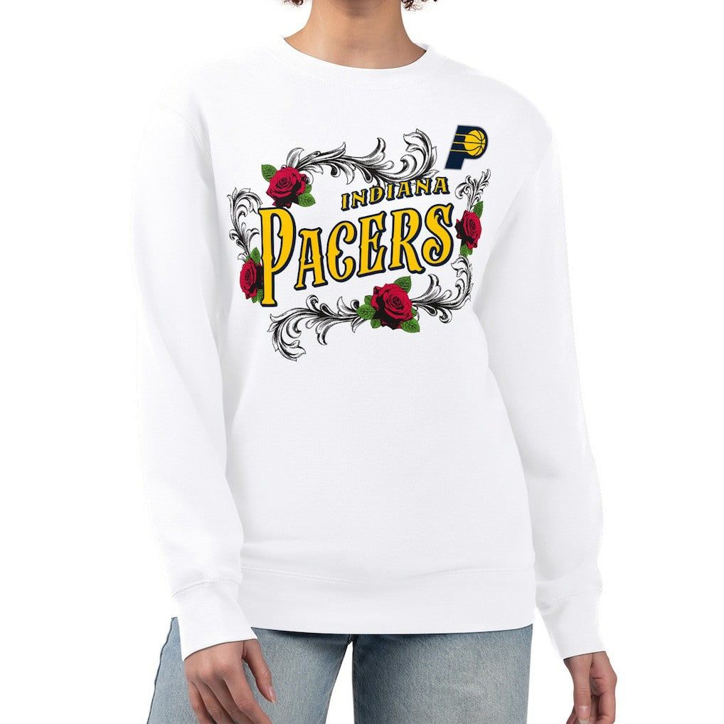 NBA - Indiana Pacers G-III 4Her by Carl Banks Women's Roses Fleece Tri-Blend Sweatshirt - White