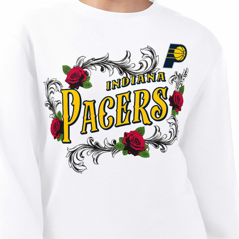 NBA - Indiana Pacers G-III 4Her by Carl Banks Women's Roses Fleece Tri-Blend Sweatshirt - White