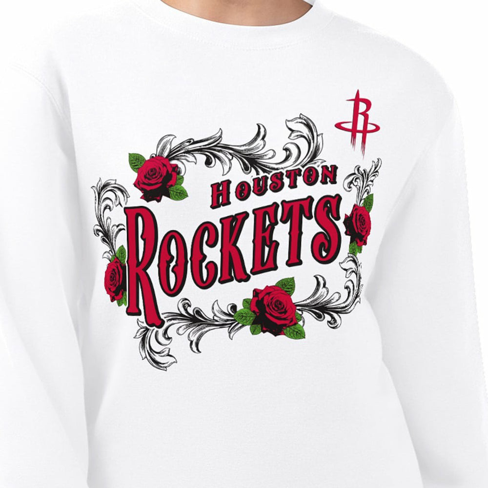 NBA - Houston Rockets G-III 4Her by Carl Banks Women's Roses Fleece Tri-Blend Sweatshirt - White