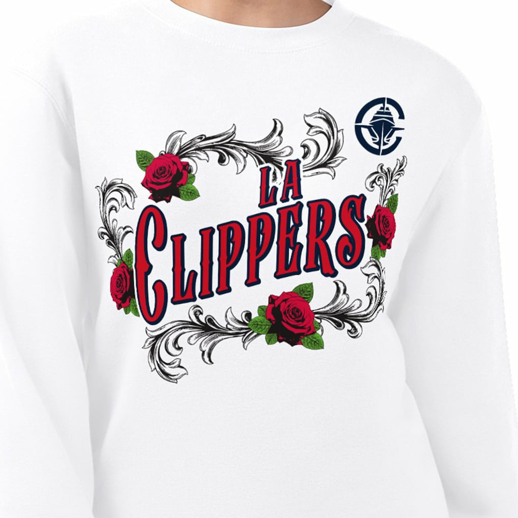 NBA - LA Clippers G-III 4Her by Carl Banks Women's Roses Fleece Tri-Blend Sweatshirt - White