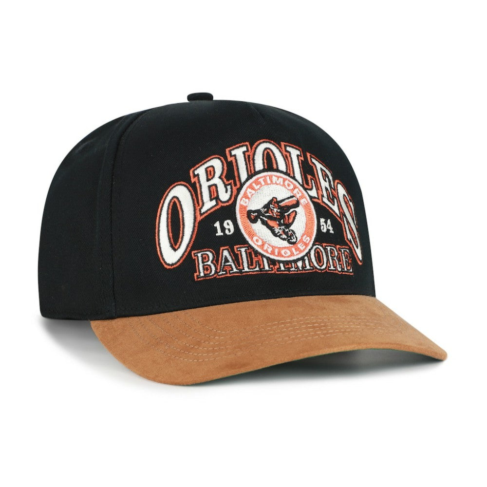 Baltimore Orioles '47 Cooperstown Break Wood Suede Hitch Adjustable Hat Lifestyle