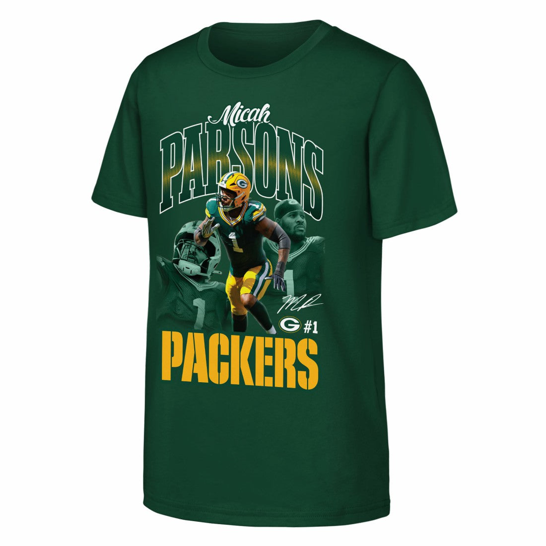 Micah Parsons Green Bay Packers Outerstuff Youth Triple Pic T-Shirt Green - NFL
