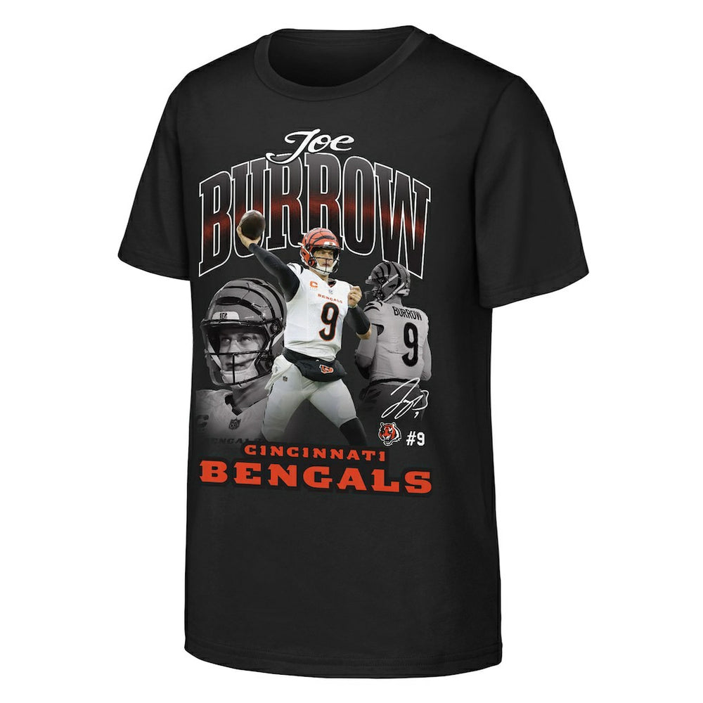 Joe Burrow Cincinnati Bengals Outerstuff Youth Triple Pic T-Shirt Black - NFL