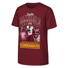 Jayden Daniels Washington Commanders Outerstuff Youth Triple Pic T-Shirt Burgundy - NFL