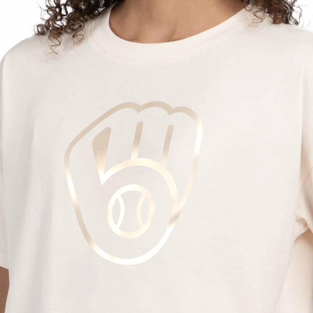Milwaukee Brewers Starter Women's Pastels Boxy Cropped T-Shirt Clearance
