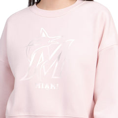 Miami Marlins Starter Women's Pastels Boxy Fleece Sweatshirt Clearance