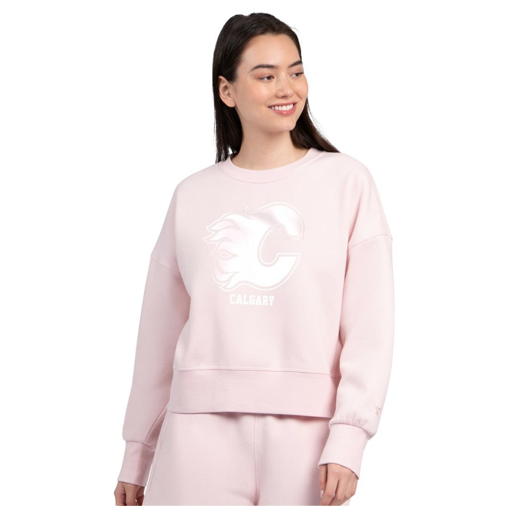 Calgary Flames - Starter Women's Boxy Cropped Sweatshirt Pink