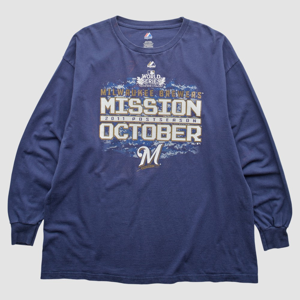 Milwaukee Brewers Majestic 2011 Long Sleeve T-Shirt Clearance