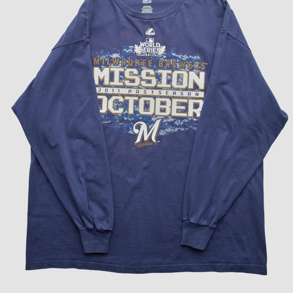 Milwaukee Brewers Majestic 2011 Long Sleeve T-Shirt Clearance