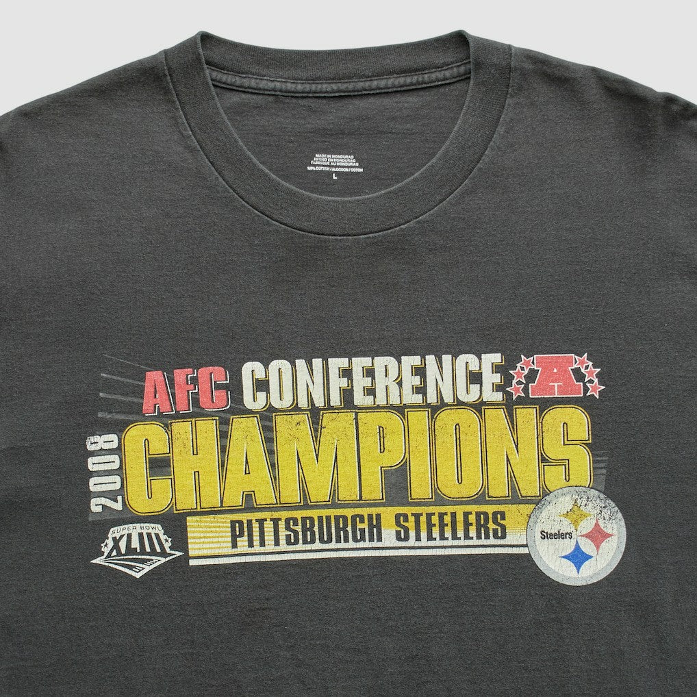 Pittsburgh Steelers 2008 T-Shirt Black Vintage - Fanatics