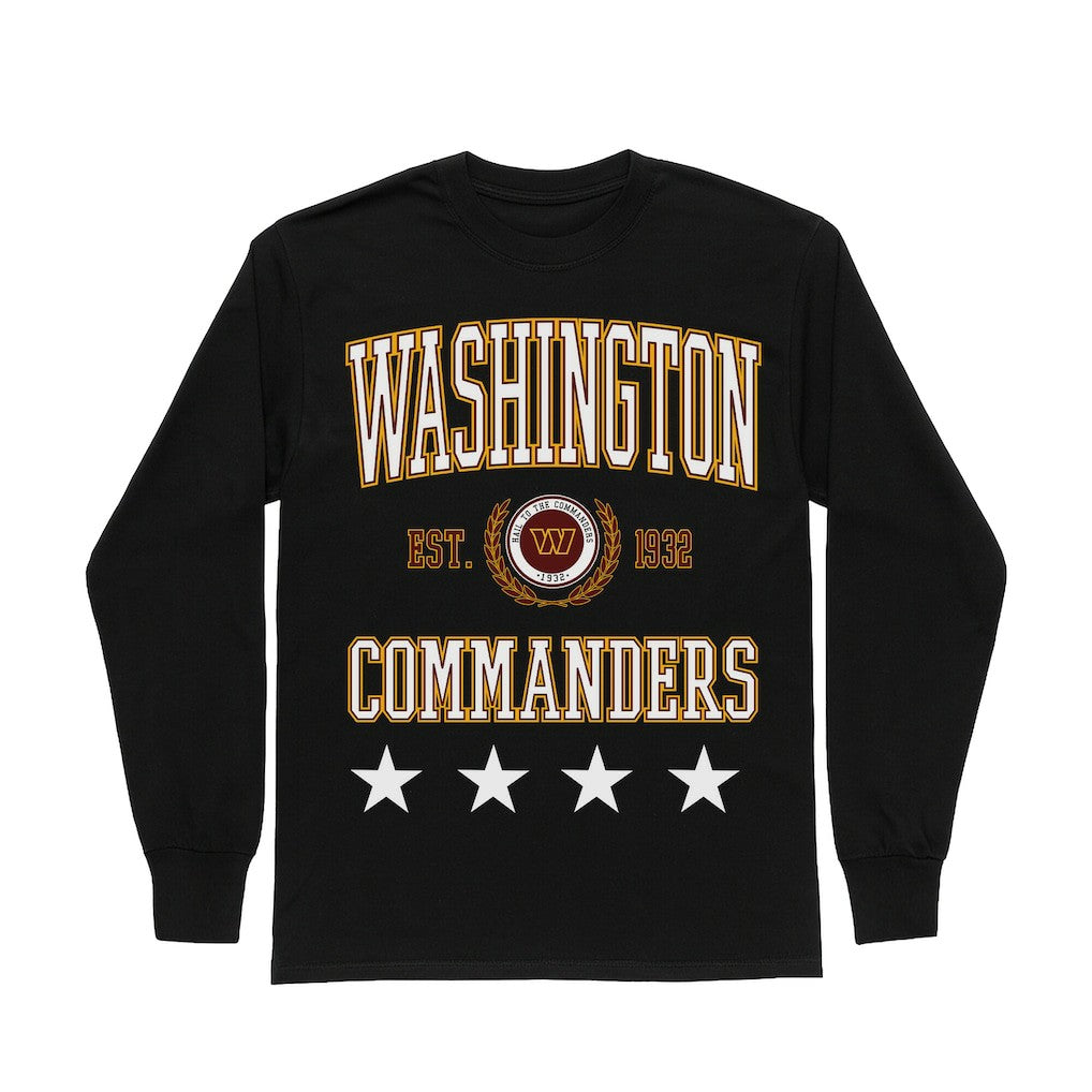 Washington Commanders Gameday Couture Women's Oversized Everyday Star Long Sleeve T-Shirt Black - NFL