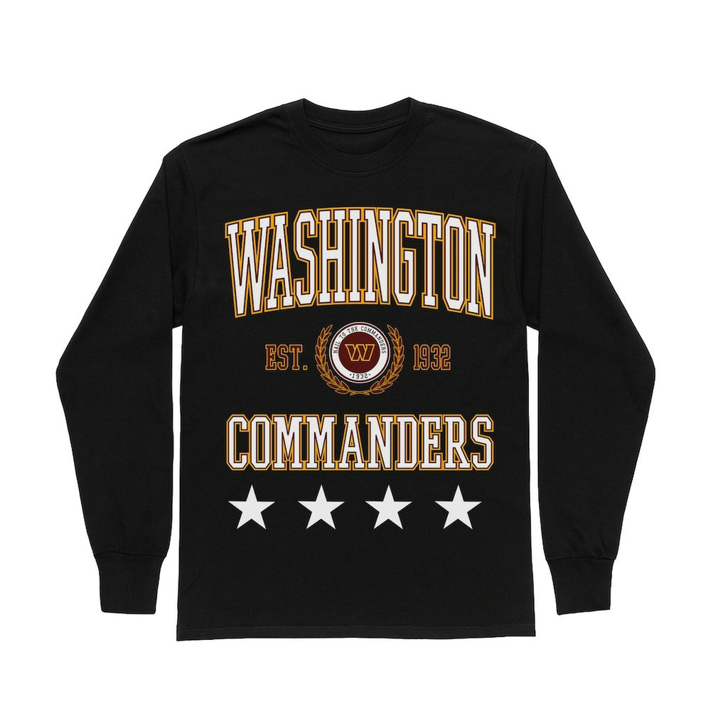 Washington Commanders Gameday Couture Women's Oversized Everyday Star Long Sleeve T-Shirt Black - NFL