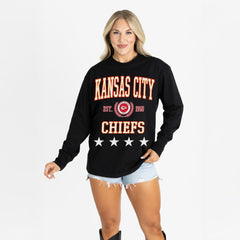 Kansas City Chiefs Gameday Couture Women's Oversized Everyday Star Long Sleeve T-Shirt Black - NFL