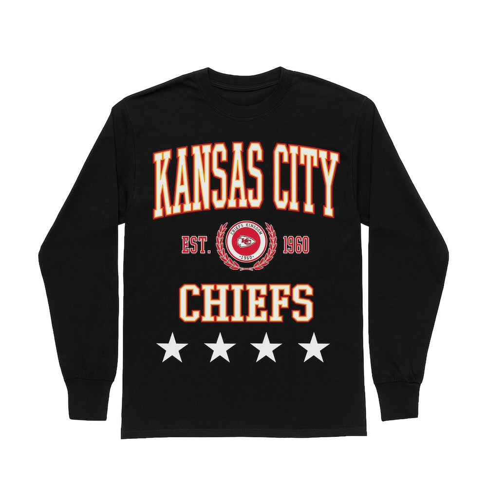 Kansas City Chiefs Gameday Couture Women's Oversized Everyday Star Long Sleeve T-Shirt Black - NFL