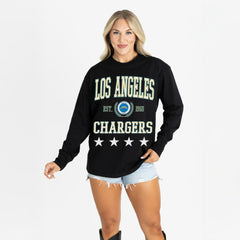 Los Angeles Chargers Gameday Couture Women's Oversized Everyday Star Long Sleeve T-Shirt Black - NFL