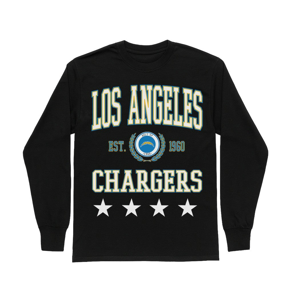 Los Angeles Chargers Gameday Couture Women's Oversized Everyday Star Long Sleeve T-Shirt Black - NFL