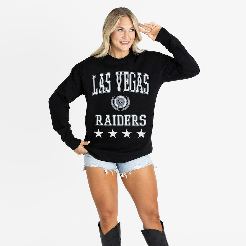 Las Vegas Raiders Gameday Couture Women's Oversized Everyday Star Long Sleeve T-Shirt Black - NFL