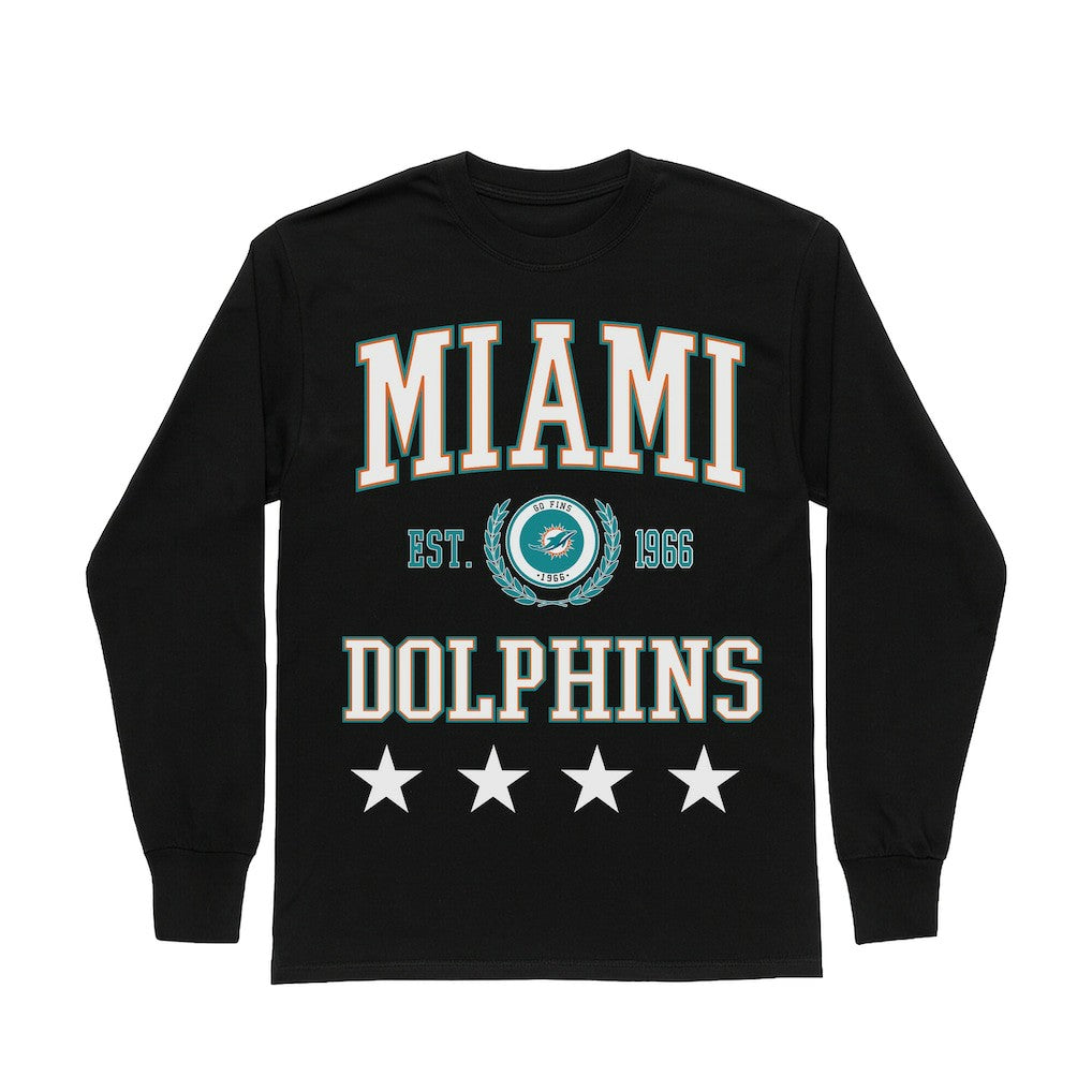 Miami Dolphins Gameday Couture Women's Oversized Everyday Star Long Sleeve T-Shirt Black - NFL
