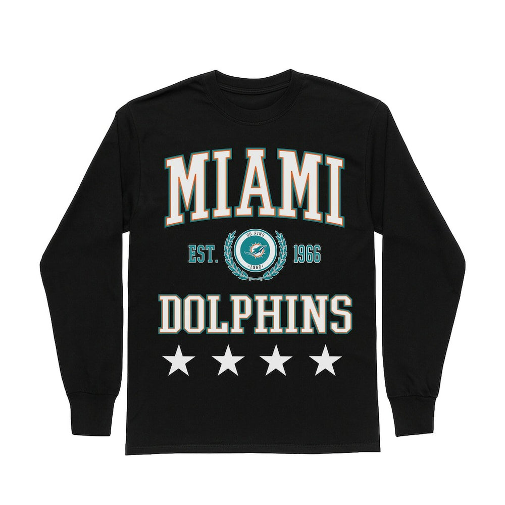 Miami Dolphins Gameday Couture Women's Oversized Everyday Star Long Sleeve T-Shirt Black - NFL