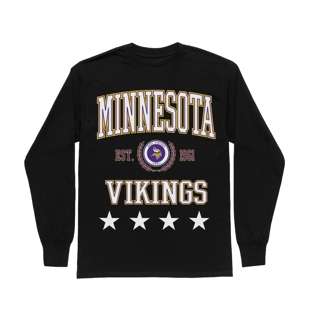 Minnesota Vikings Gameday Couture Women's Oversized Everyday Star Long Sleeve T-Shirt Black - NFL