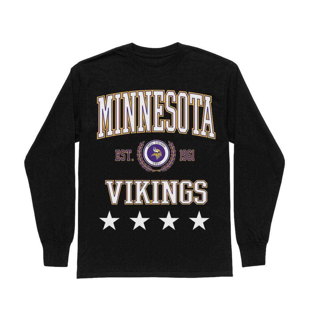 Minnesota Vikings Gameday Couture Women's Oversized Everyday Star Long Sleeve T-Shirt Black - NFL