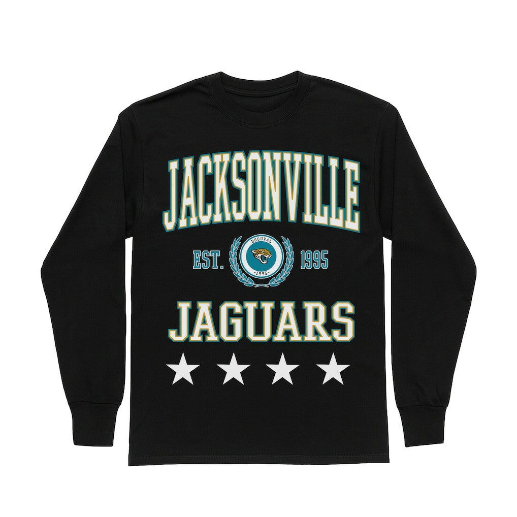 Jacksonville Jaguars Gameday Couture Women's Oversized Everyday Star Long Sleeve T-Shirt Black - NFL