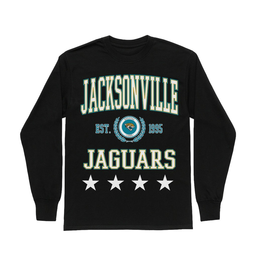Jacksonville Jaguars Gameday Couture Women's Oversized Everyday Star Long Sleeve T-Shirt Black - NFL