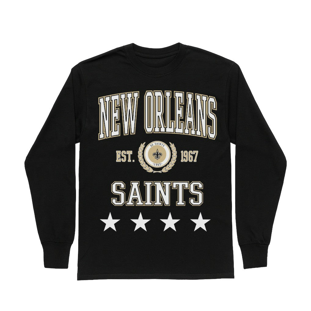 New Orleans Saints Gameday Couture Women's Oversized Everyday Star Long Sleeve T-Shirt Black - NFL