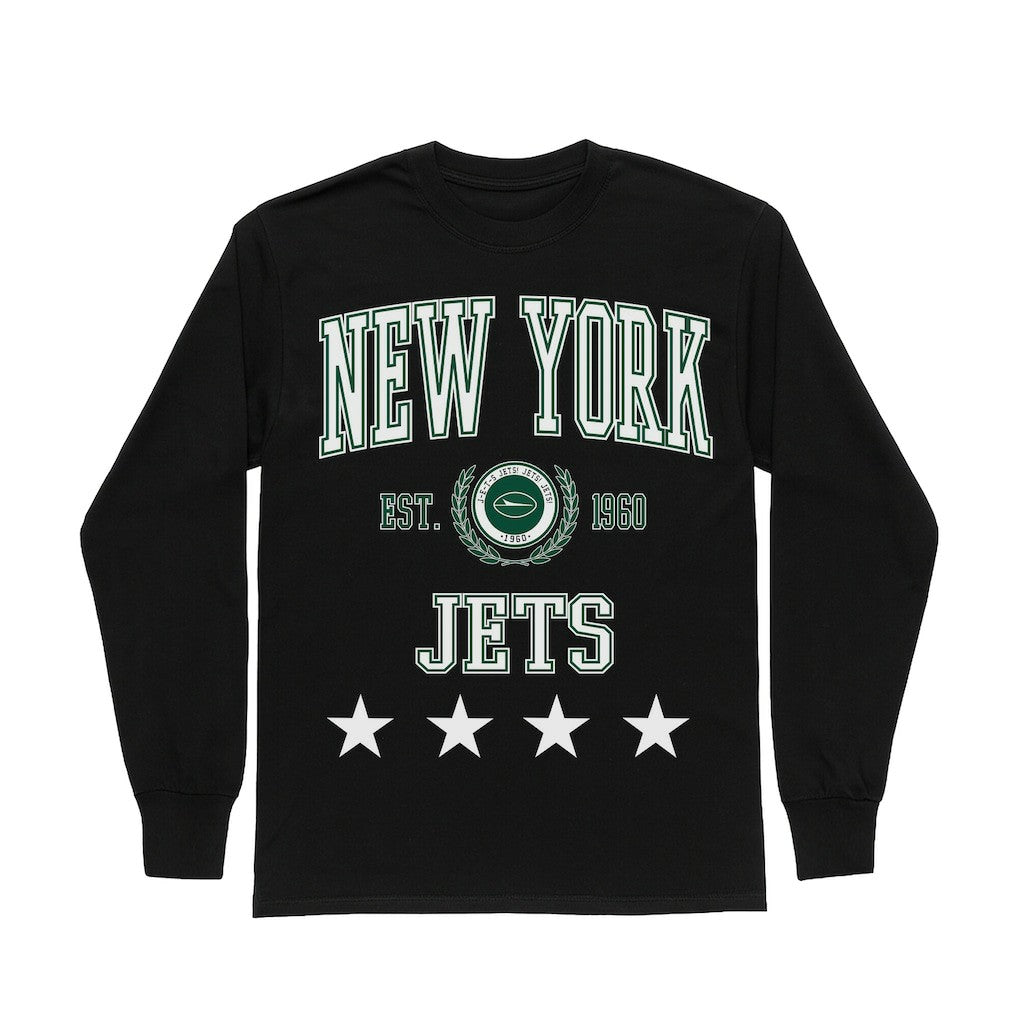 New York Jets Gameday Couture Women's Oversized Everyday Star Long Sleeve T-Shirt Black - NFL