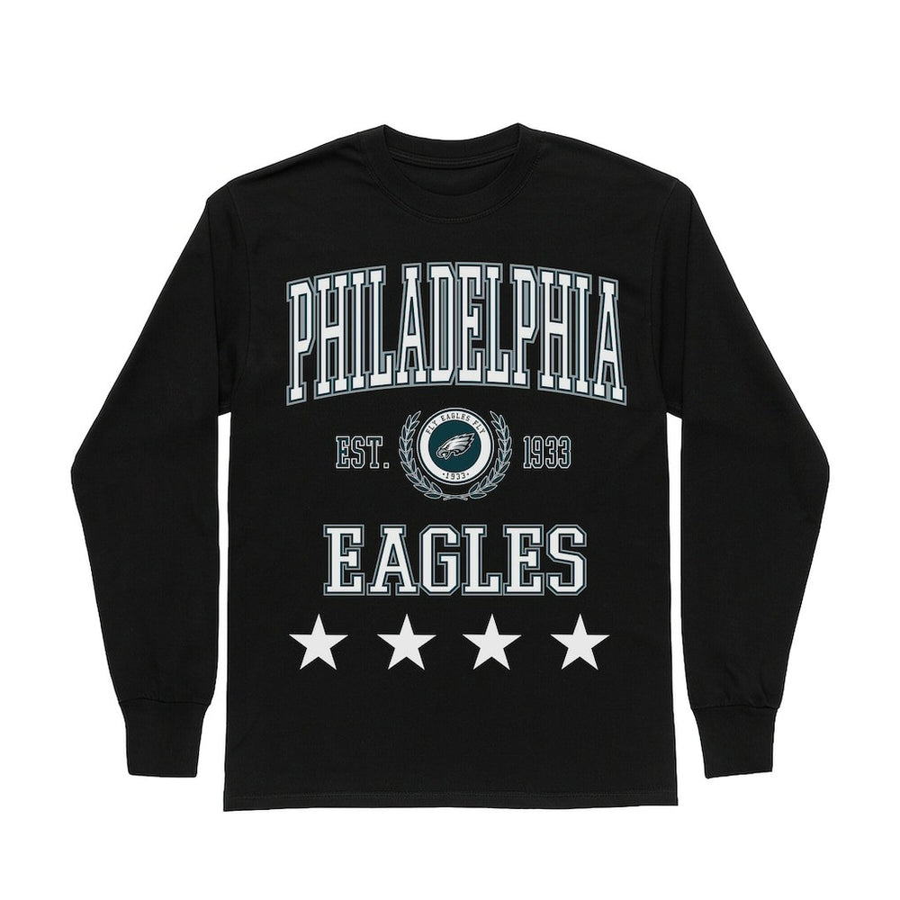 Philadelphia Eagles Gameday Couture Women's Oversized Everyday Star Long Sleeve T-Shirt Black - NFL