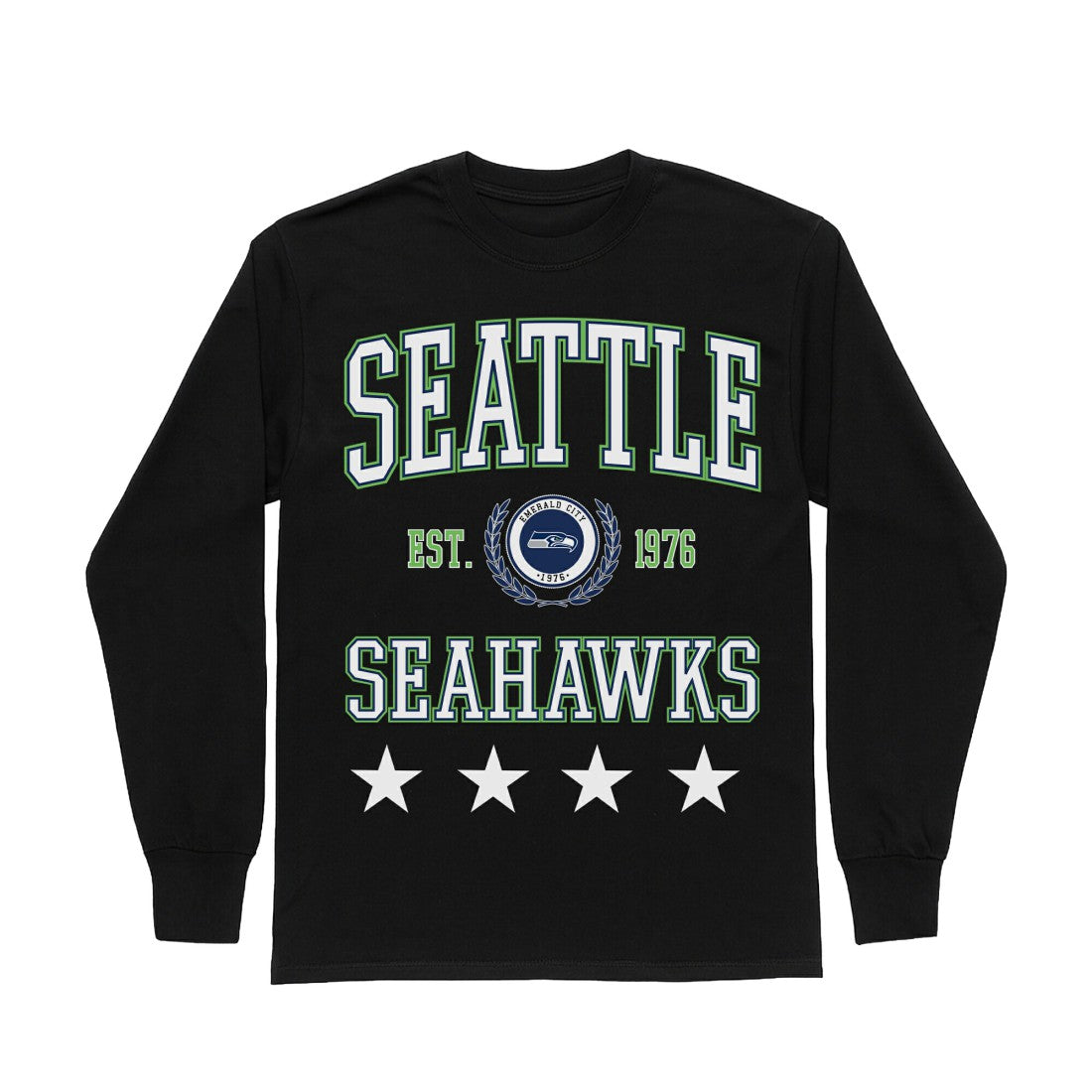 Seattle Seahawks Gameday Couture Women's Oversized Everyday Star Long Sleeve T-Shirt Black - NFL