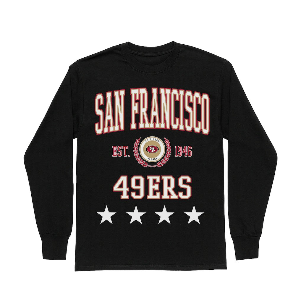 San Francisco 49ers Gameday Couture Women's Oversized Everyday Star Long Sleeve T-Shirt Black - NFL