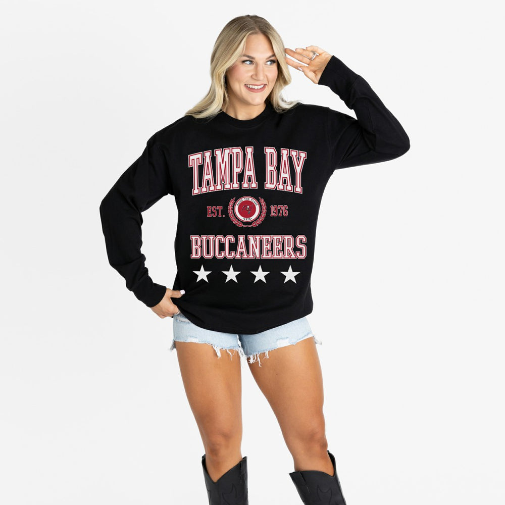 Tampa Bay Buccaneers Gameday Couture Women's Oversized Everyday Star Long Sleeve T-Shirt Black - NFL