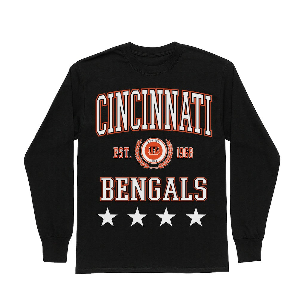 Cincinnati Bengals Gameday Couture Women's Oversized Everyday Star Long Sleeve T-Shirt Black - NFL