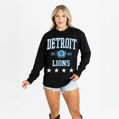Detroit Lions Gameday Couture Women's Oversized Everyday Star Long Sleeve T-Shirt Black - NFL