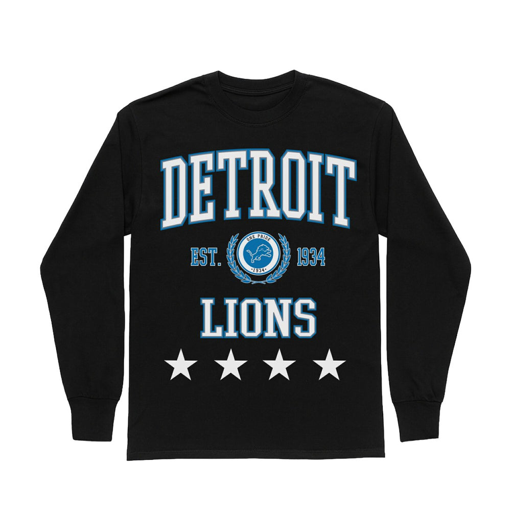 Detroit Lions Gameday Couture Women's Oversized Everyday Star Long Sleeve T-Shirt Black - NFL