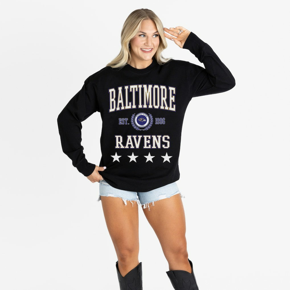 Baltimore Ravens Gameday Couture Women's Oversized Everyday Star Long Sleeve T-Shirt Black - NFL
