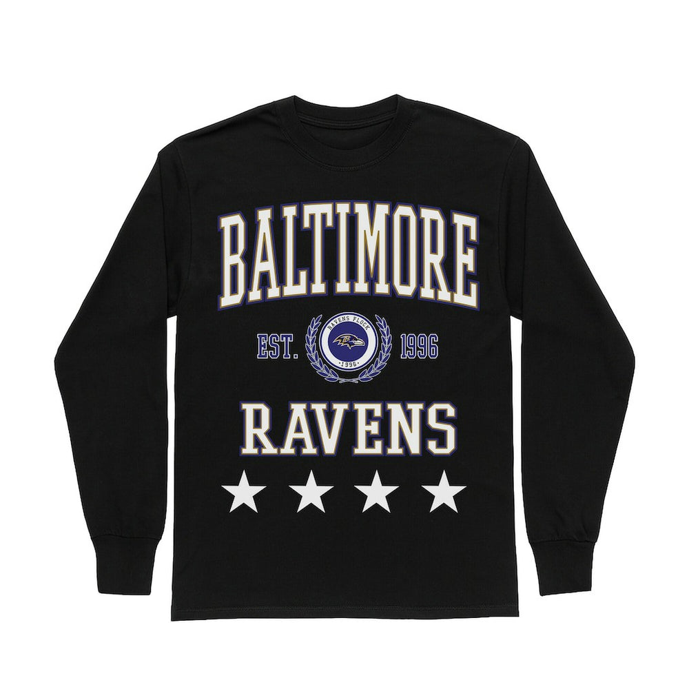 Baltimore Ravens Gameday Couture Women's Oversized Everyday Star Long Sleeve T-Shirt Black - NFL