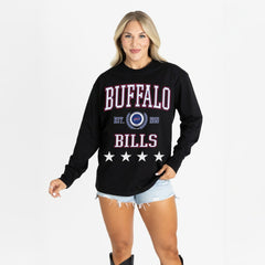 Buffalo Bills Gameday Couture Women's Oversized Everyday Star Long Sleeve T-Shirt Black - NFL