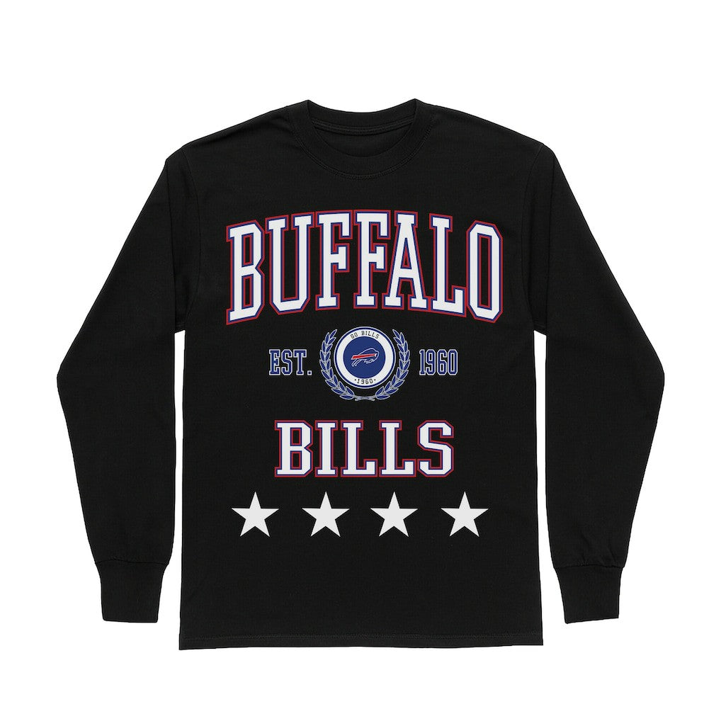 Buffalo Bills Gameday Couture Women's Oversized Everyday Star Long Sleeve T-Shirt Black - NFL