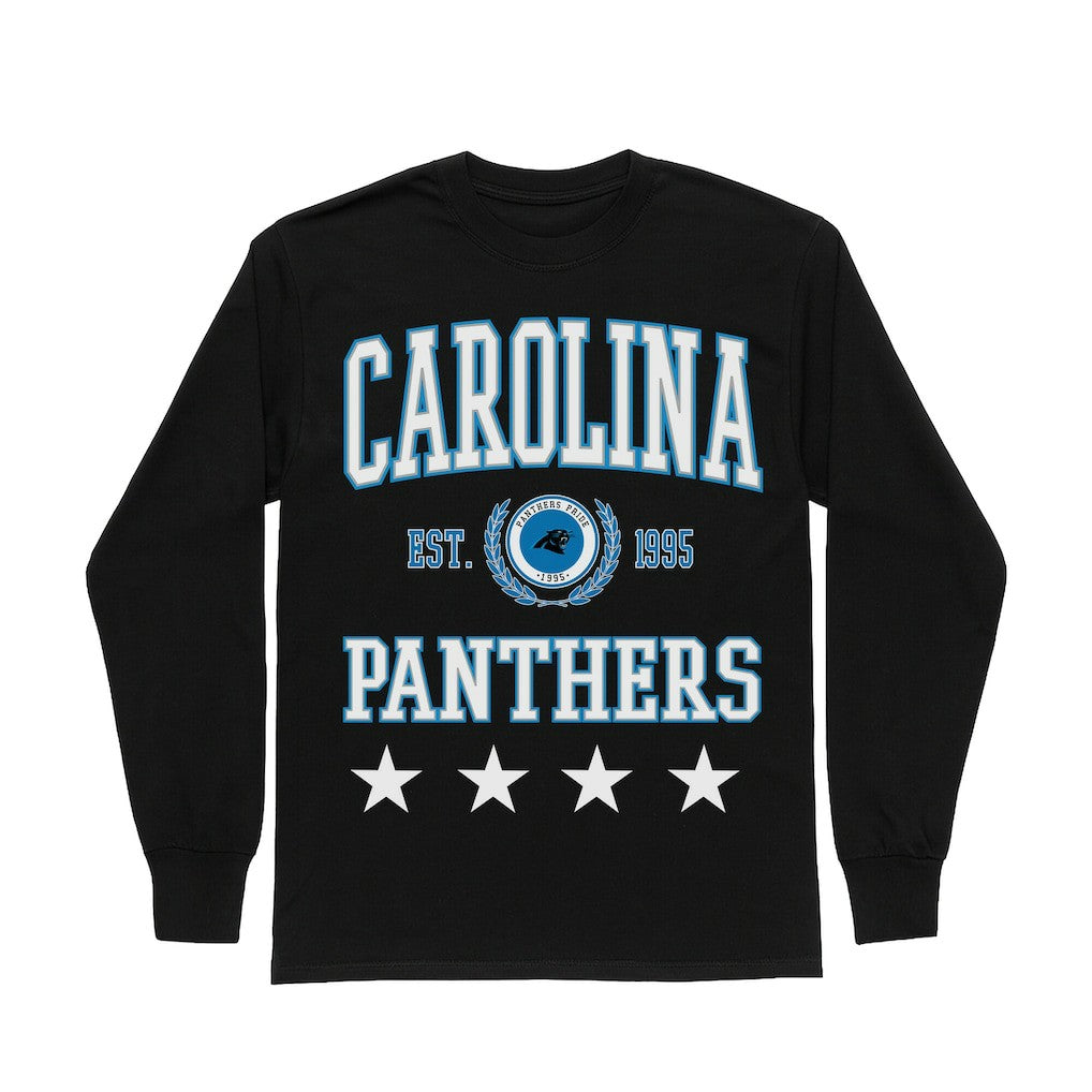 Carolina Panthers Gameday Couture Women's Oversized Everyday Star Long Sleeve T-Shirt Black - NFL