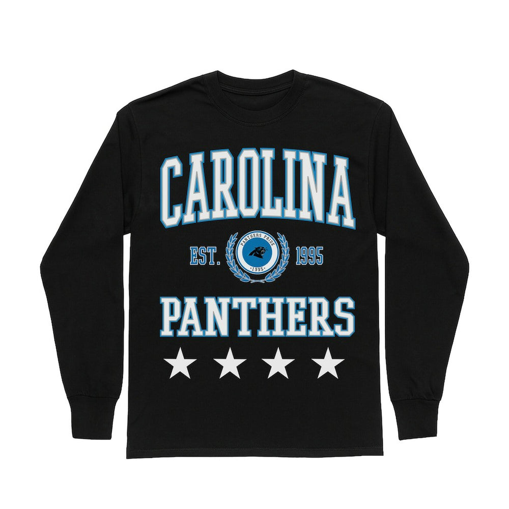 Carolina Panthers Gameday Couture Women's Oversized Everyday Star Long Sleeve T-Shirt Black - NFL