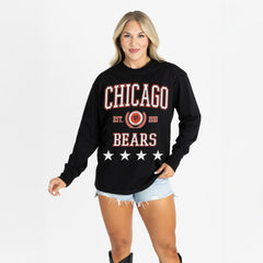 Chicago Bears Gameday Couture Women's Oversized Everyday Star Long Sleeve T-Shirt Black - NFL