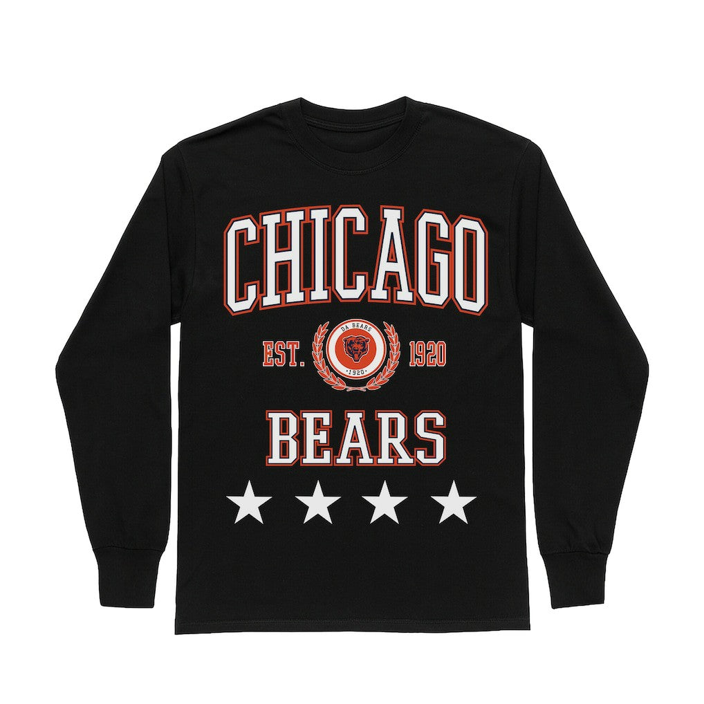 Chicago Bears Gameday Couture Women's Oversized Everyday Star Long Sleeve T-Shirt Black - NFL