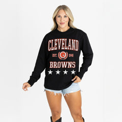 Cleveland Browns Gameday Couture Women's Oversized Everyday Star Long Sleeve T-Shirt Black - NFL
